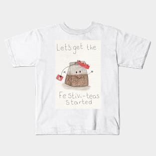 Let's get the festivi-teas started Christmas watercolour Kids T-Shirt